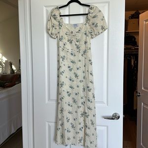 &other stories puff sleeve linen midi dress. Size 8